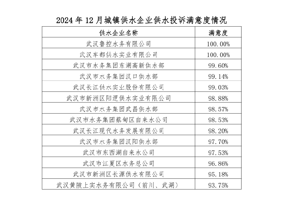 【武漢魯控】以100%滿意度位列榜首！